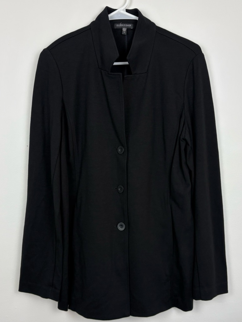Eileen Fisher Black Single-Breasted Minimal Jacket Blazer size Medium
